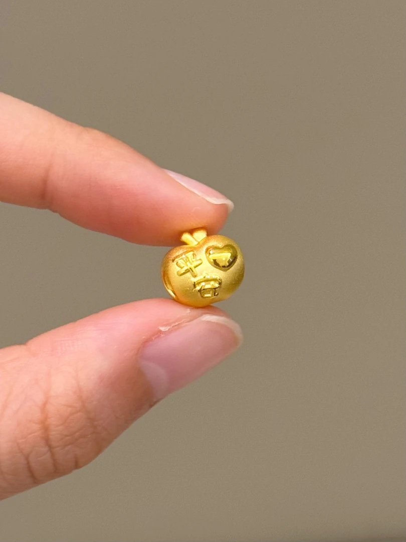 贝贝黄金 足金999 平安心心苹果 素金 转运珠 102