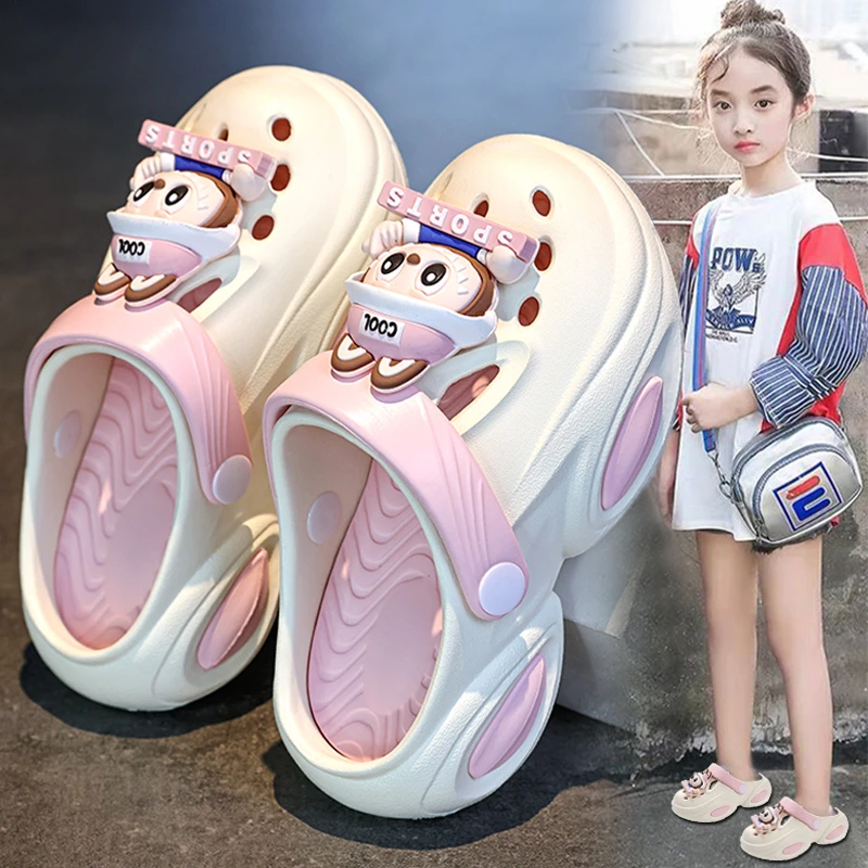女童洞洞鞋包头2025夏季儿童时尚外穿沙滩鞋小女孩中大童防滑拖鞋