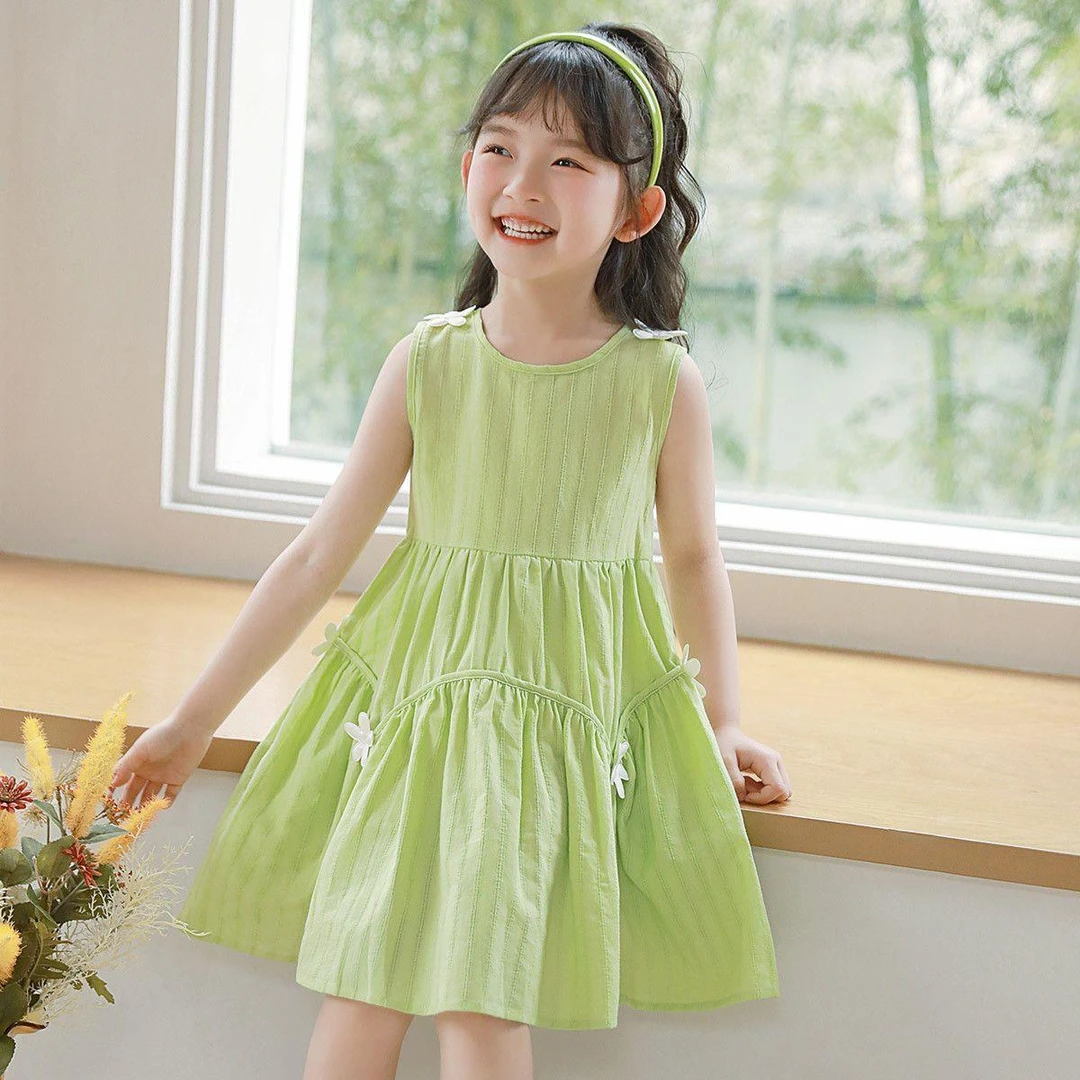 YeeHoO/英氏学院风女童连衣裙2025夏季新款甜美洋气纯棉无袖薄款