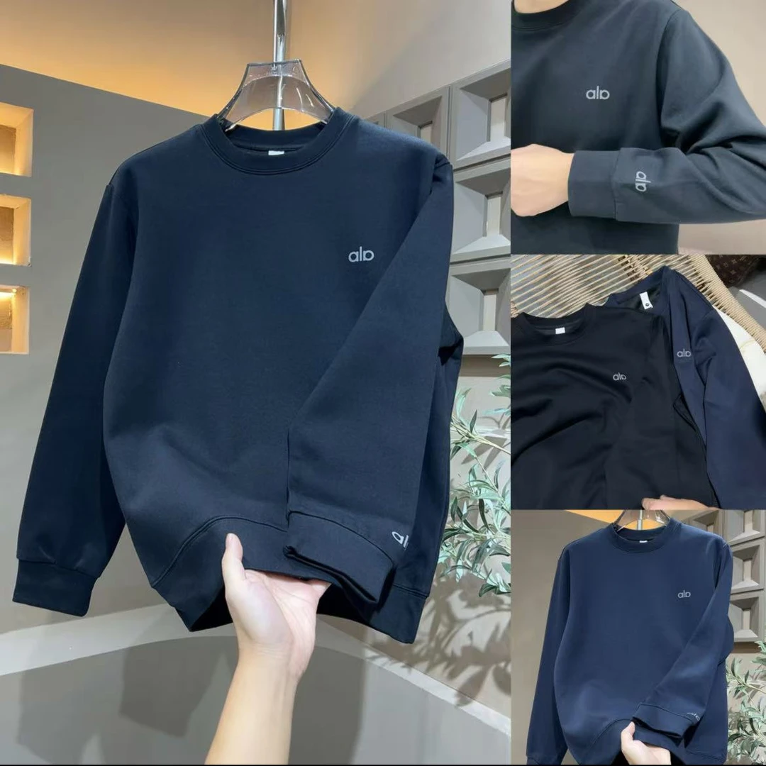 秋冬新款字母刺绣圆领卫衣男士高级感宽松百搭长袖内搭休闲打底衫