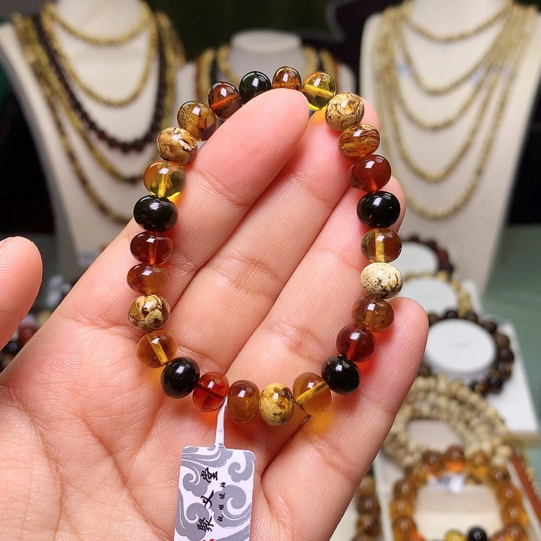 琥珀未镶嵌裸石多宝8-74