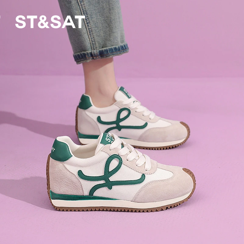 6CM内增高星期六2025春夏新款厚底休闲百搭复古运动女鞋德训鞋