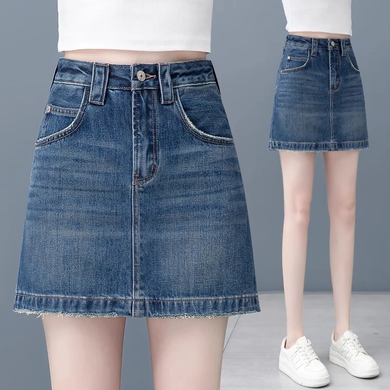 小个子显瘦a字裙牛仔半身裙女春夏季新款防走光包臀裙高腰短裙子
