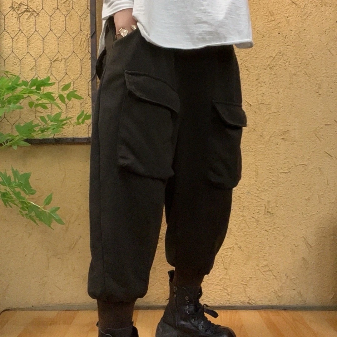 啵啵CM810前后大口袋收口炒色卫裤靴裤