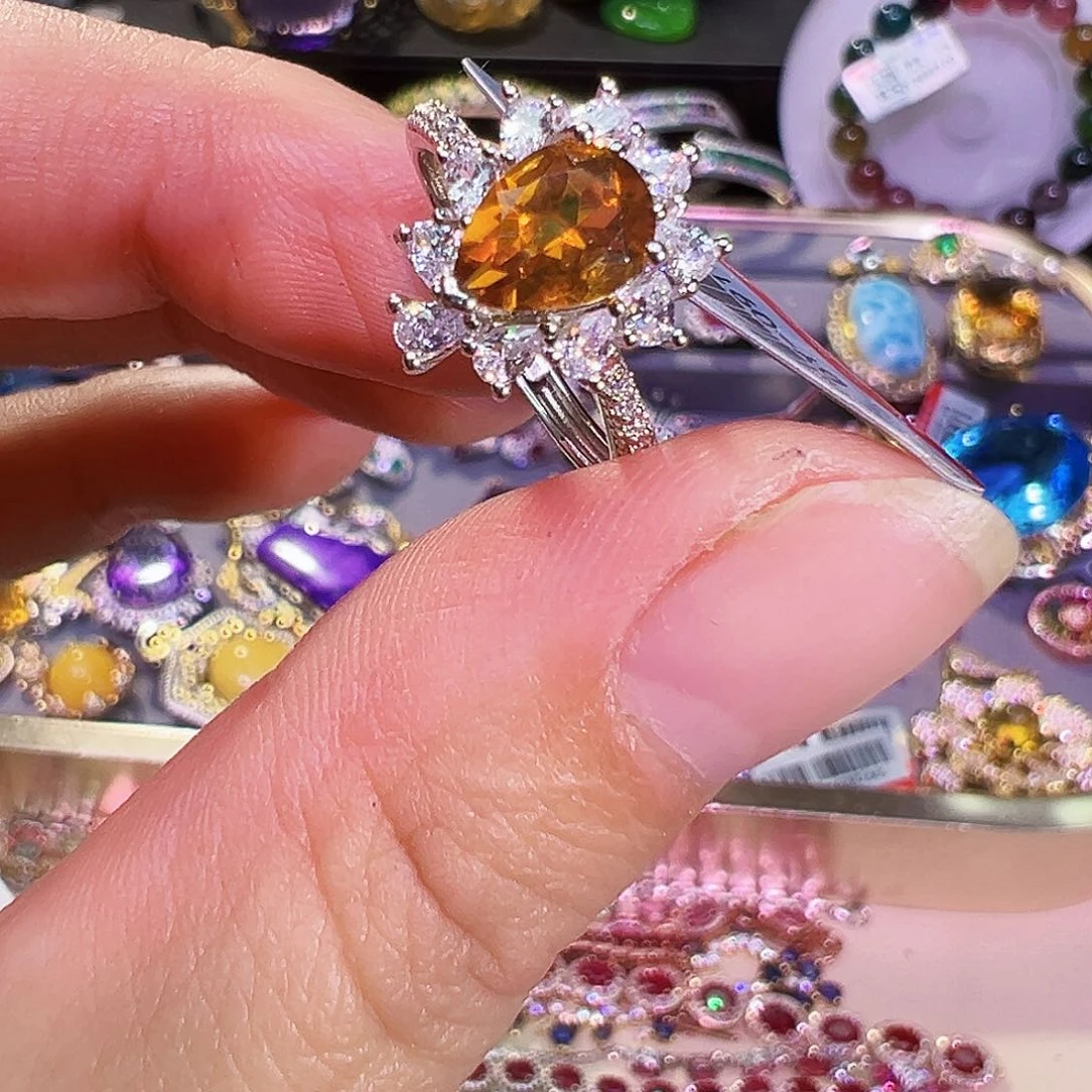 银S925镶嵌戒指黄晶