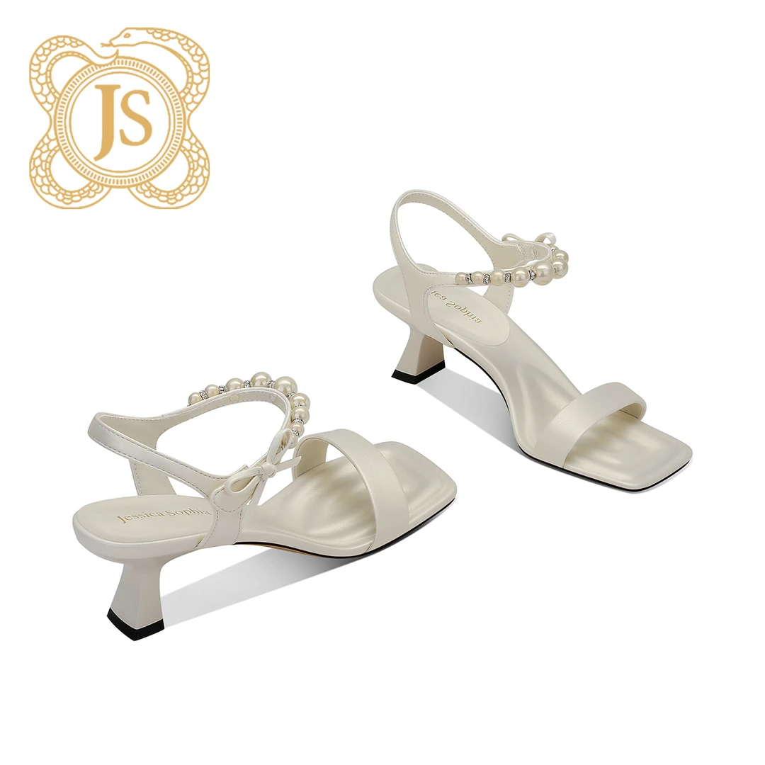 已开价，6399L6524气质白色夏季细跟法式粗跟时装一字带时尚凉鞋