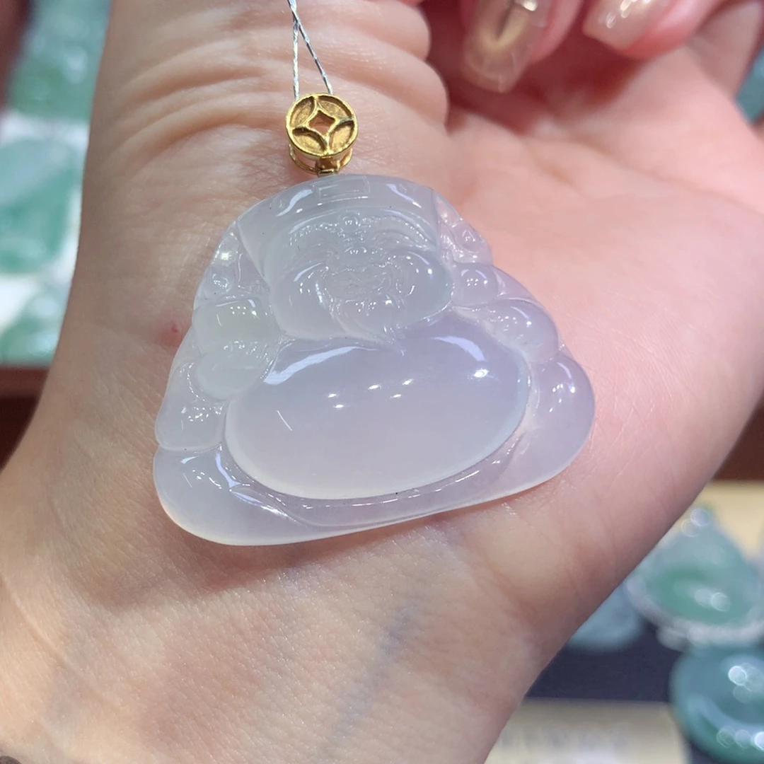 吊坠(不含链)18K金镶嵌翡翠