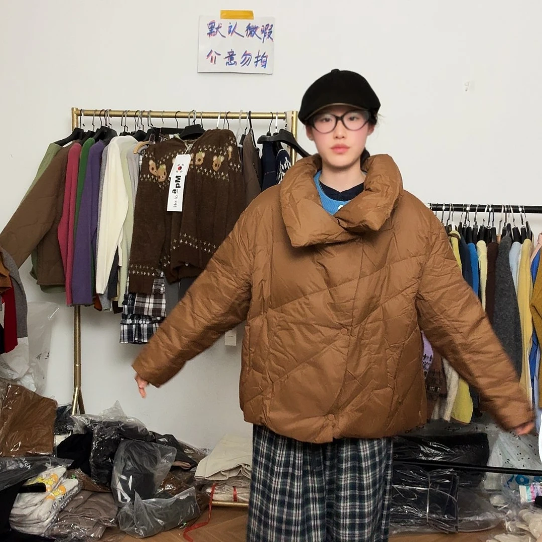 kjM号棕色短款190g充绒