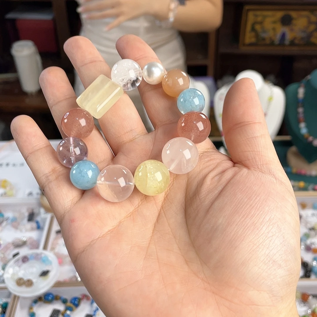 水晶手链银S925镀金镶嵌