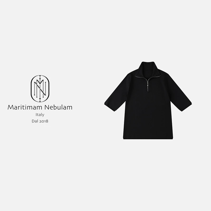 MN新款中袖立领中长款针织上衣双面呢 SZ1442