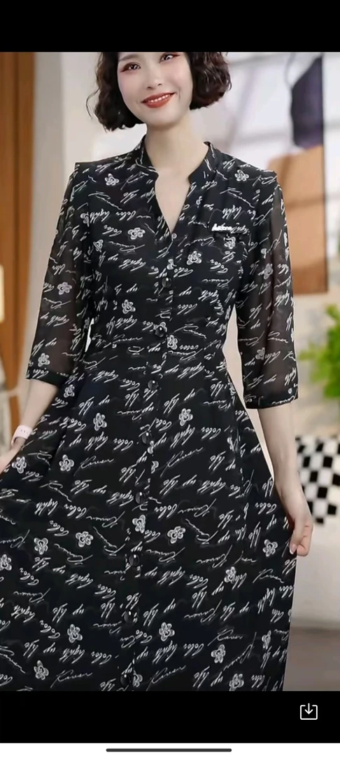 L115【断码清仓】春秋气质时尚显瘦印花长款女装连衣裙DM5