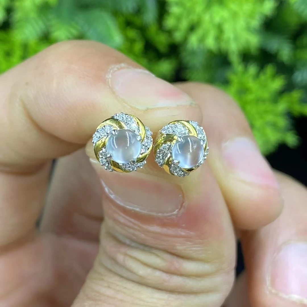 新春大集翡翠耳饰18k金镶嵌--吊坠8441-2