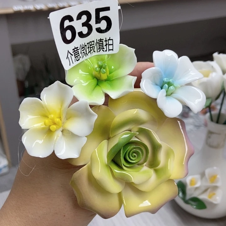 摆件手工制作陶瓷花