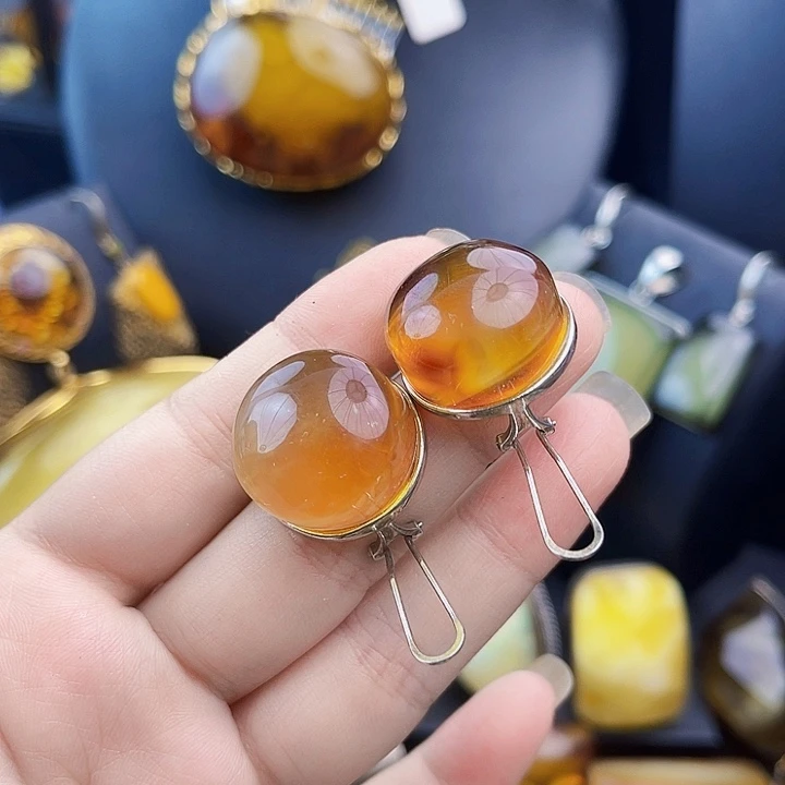 琥珀银S925镶嵌裸石