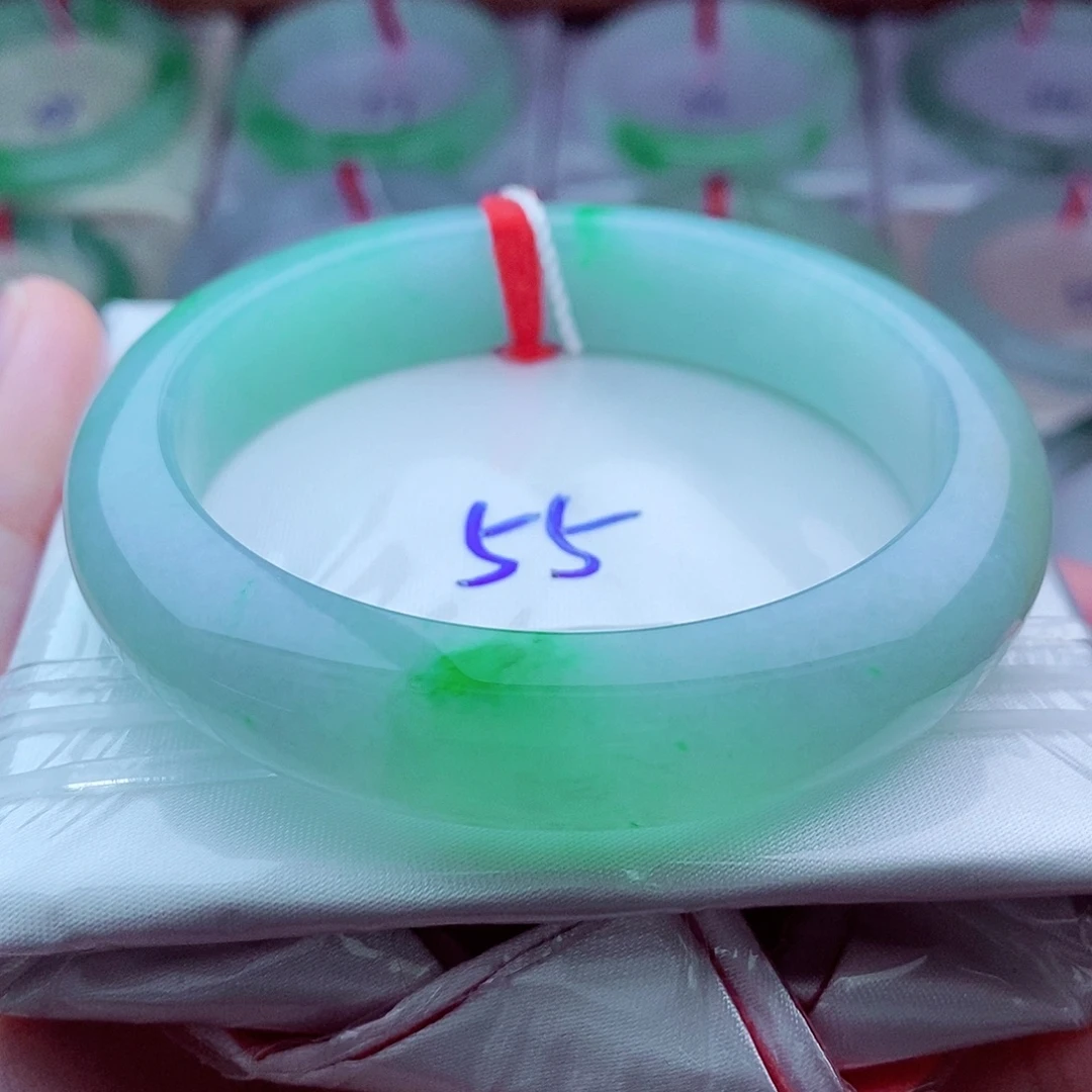 翡翠未镶嵌手镯0203-55圈口 阳绿