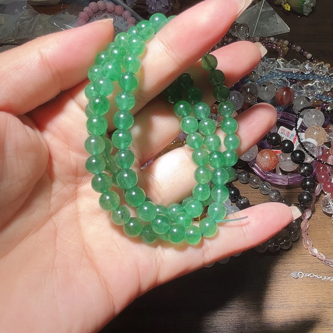 水晶手链未镶嵌绿草莓晶多圈