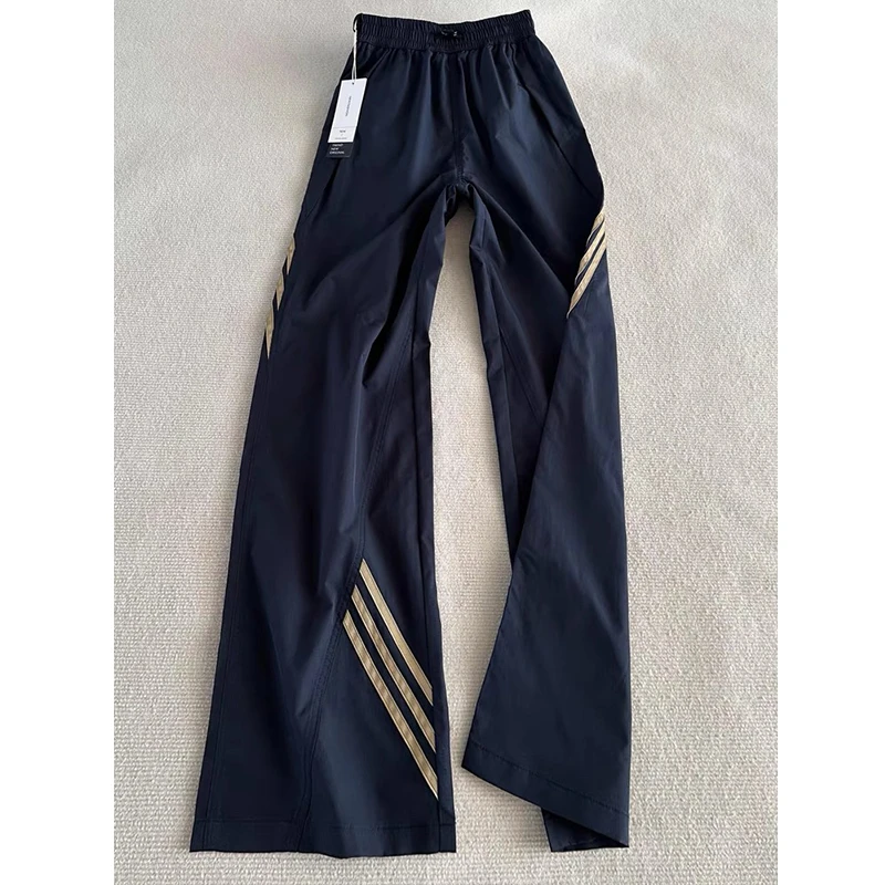 高个子加长美式复古工装藏青运动条纹休闲宽松直筒阔腿街舞冲锋裤