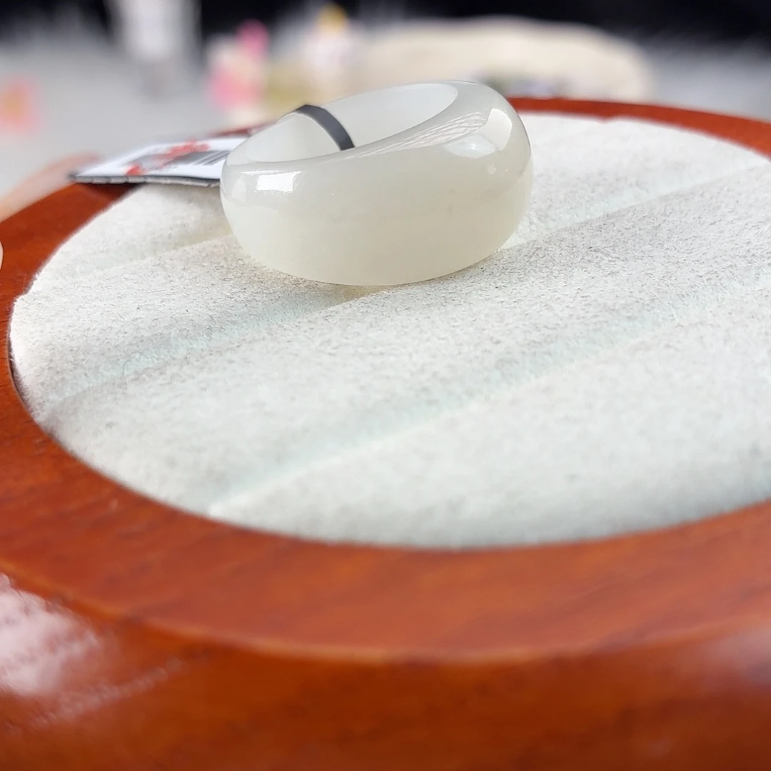 星***星和田玉未镶嵌戒指r16藕粉馒头17.4戒贴