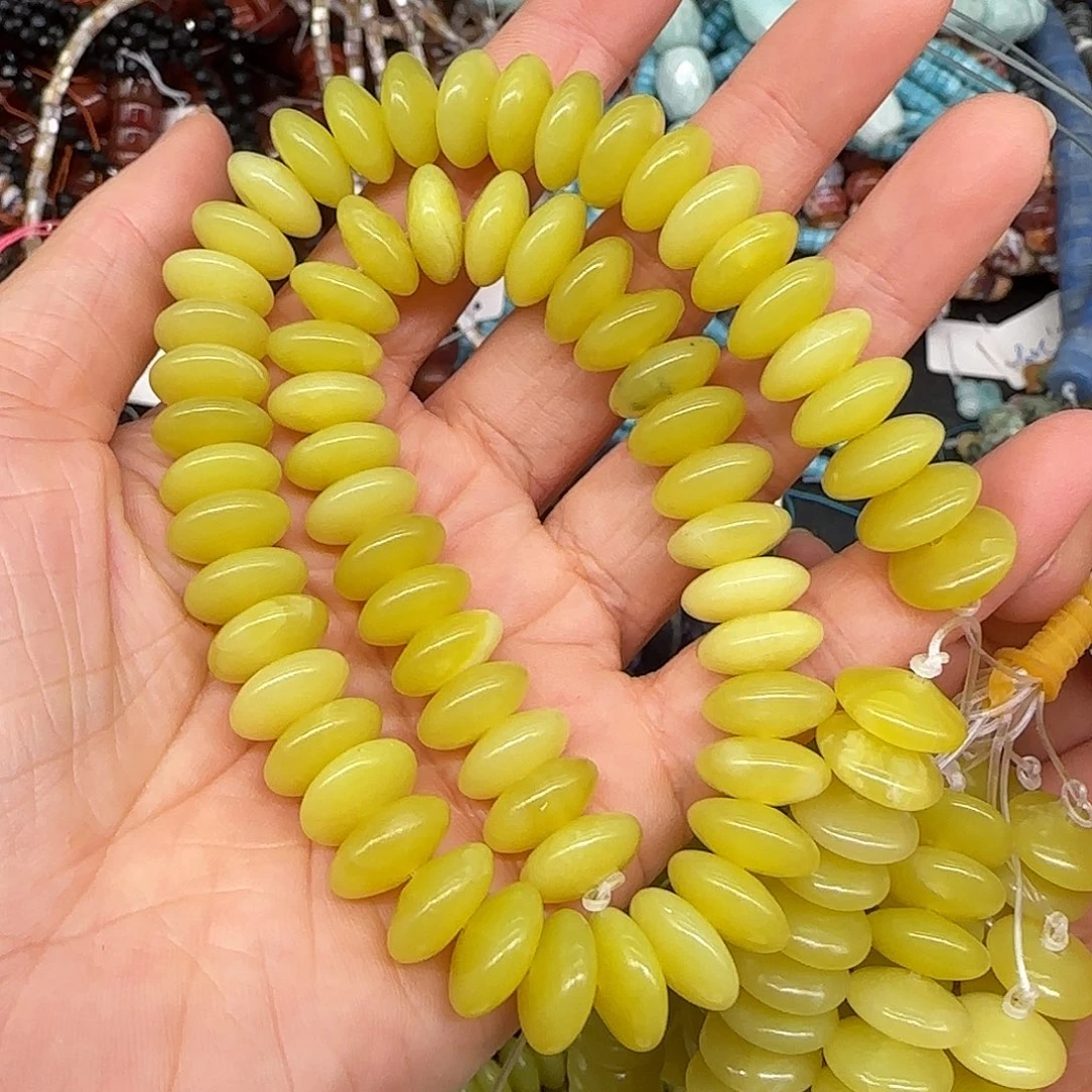 玛瑙/玉髓合金珠宝半成品岫玉飞碟11mm一条