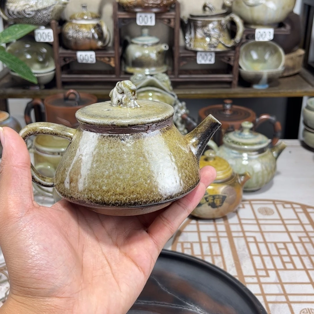 200cc白泥柴烧石瓢壶，古法传承裸坯柴烧