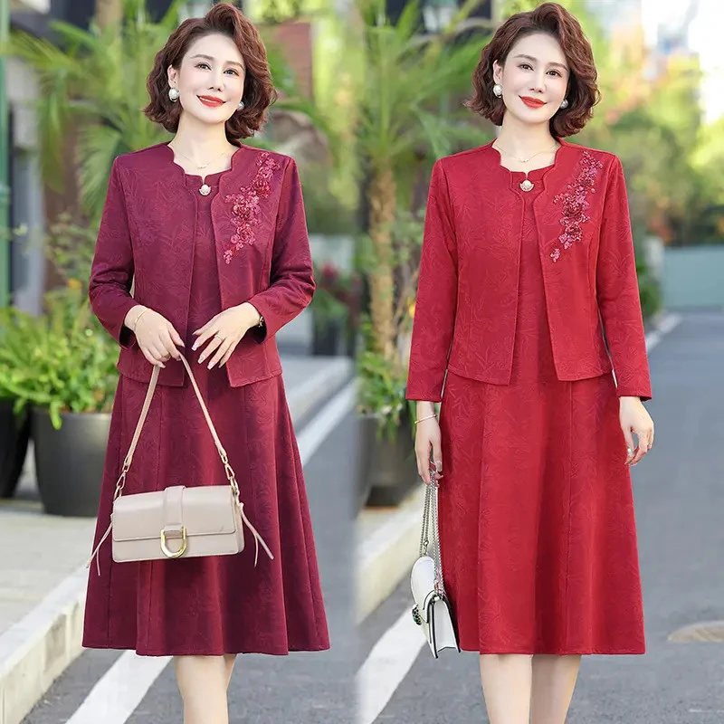 2025年新款喜婆婆婚宴装两件套结婚礼服妈妈喜妈妈中年小码妈妈装