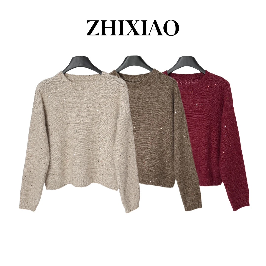 【ZHIXIAO】秋冬新款：亮片长袖毛衣TR960