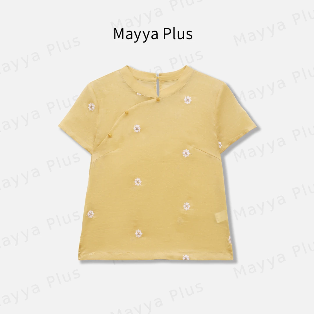 【梨花落】Mayya Plus麦芽定制国风新中式斜襟衬衫短袖上衣32528151