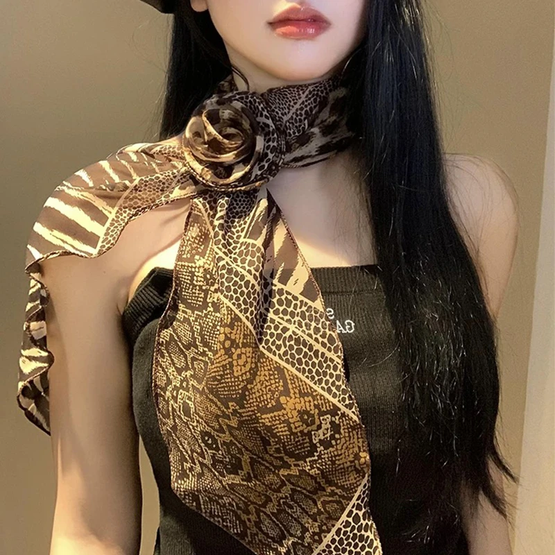 韩版法式薄款丝巾成人装饰护颈遮颈纹女春秋洋气复古优雅网红拍照