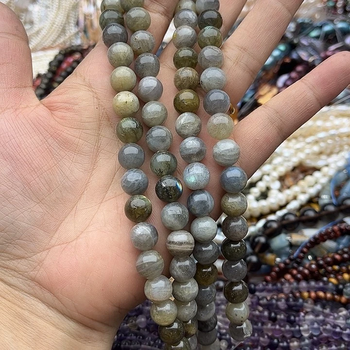 玛瑙/玉髓未镶嵌珠宝半成品一条10mm灰月光