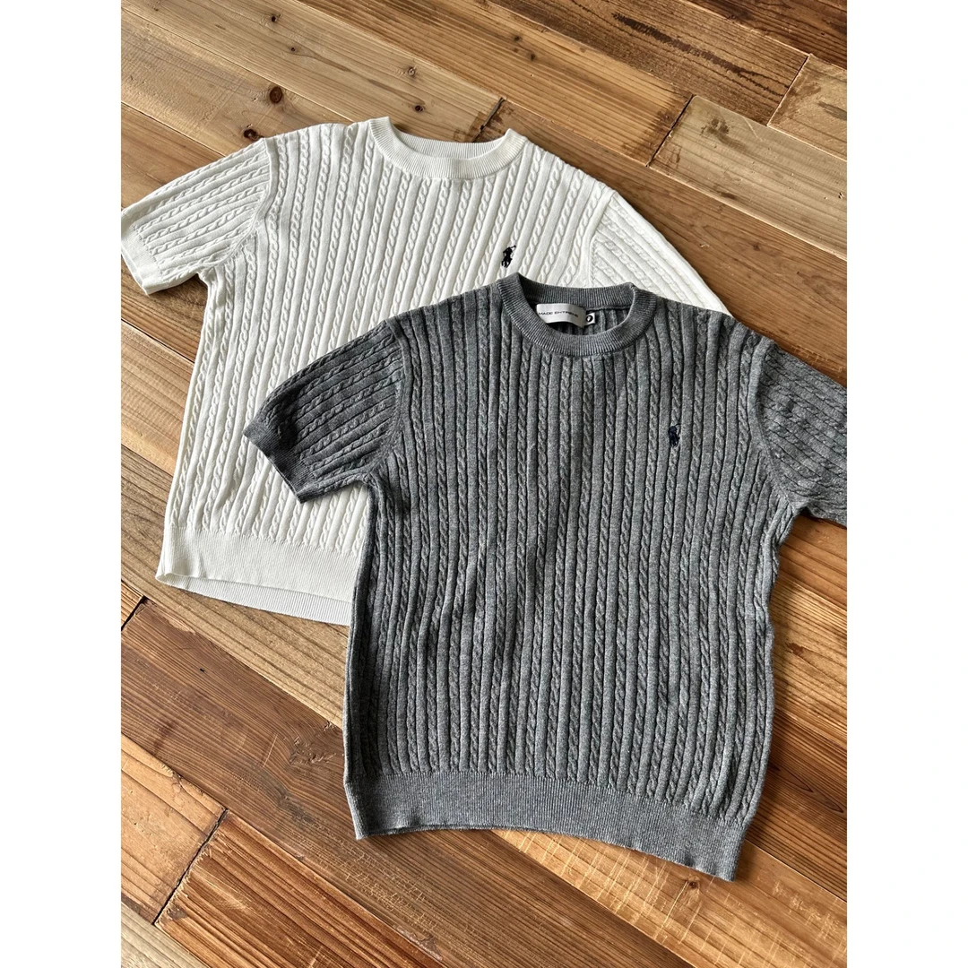 CHEUNG JASON小劳同款绞花短袖针织衫复古老钱风冰丝cleanfit上衣