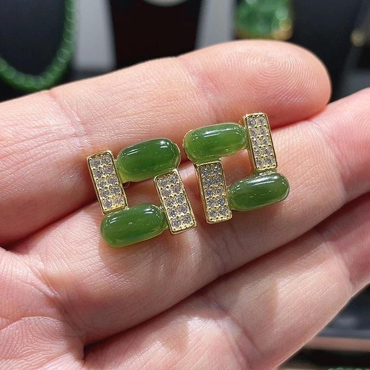 和田玉银S925镀金镶嵌戒指