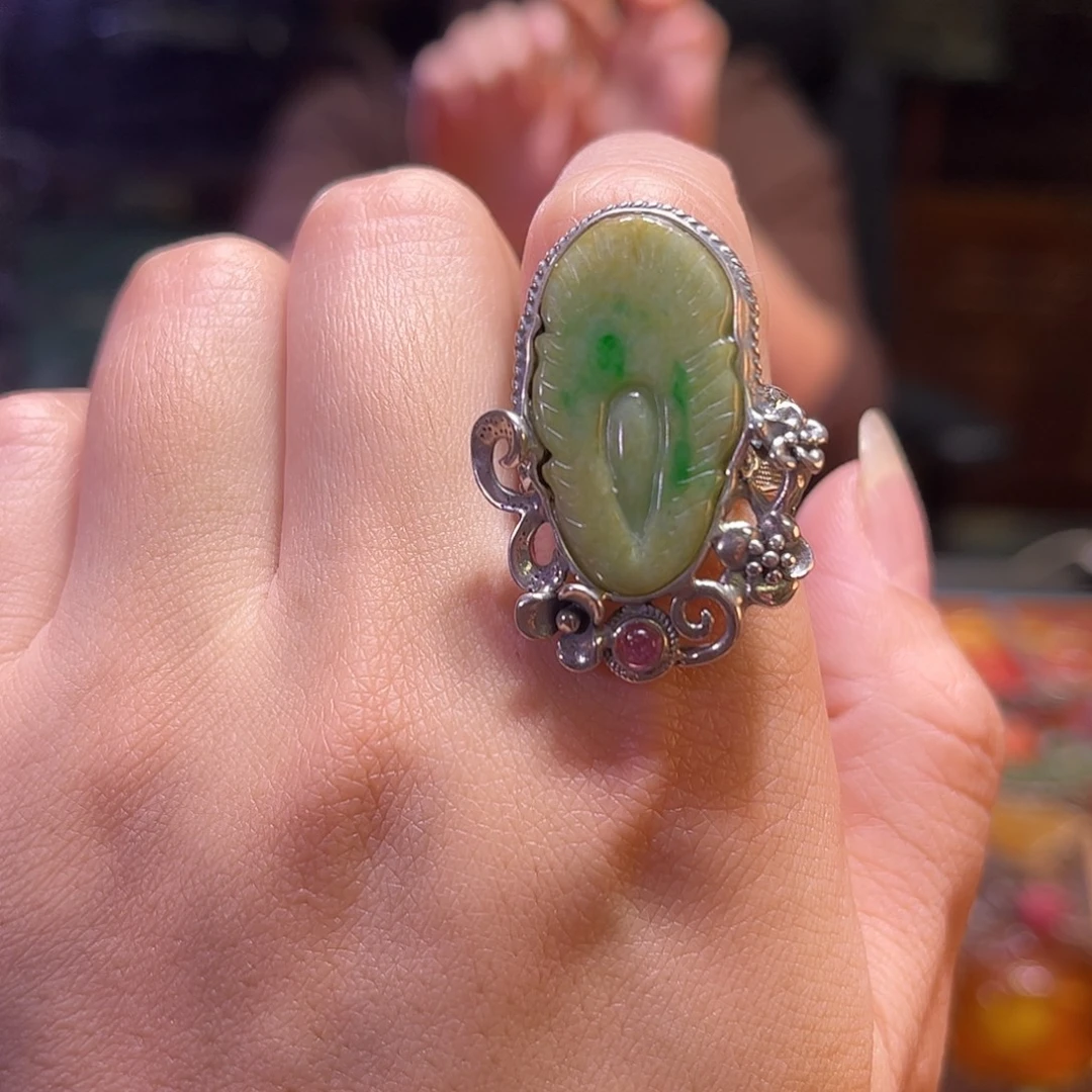 翡翠银S925镶嵌戒指