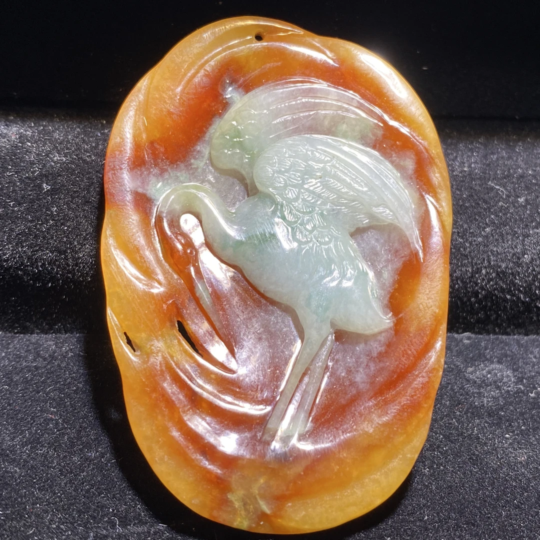 天然A货大马坎水三彩翡翠“鸿运当头”56-37.7-8.1mm