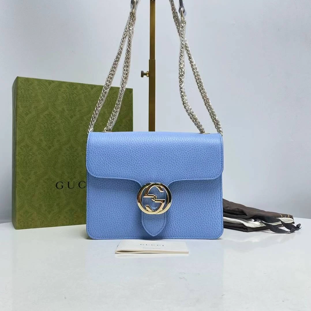 95新 GUCCI/古驰 古驰蓝色风琴单肩包  THOX450