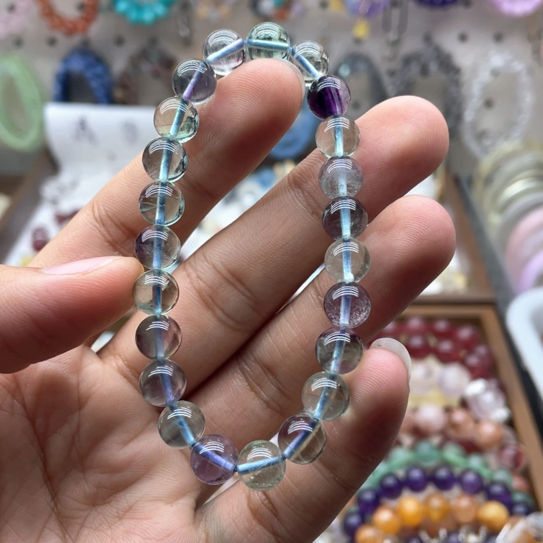 烟晶手链未镶嵌8.3咪彩萤石