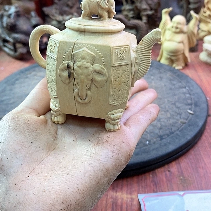 木活**春木雕摆件把把壶