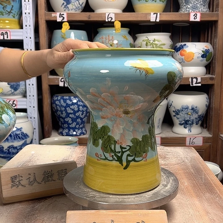 陶蘑菇油画牡丹陶瓷陶