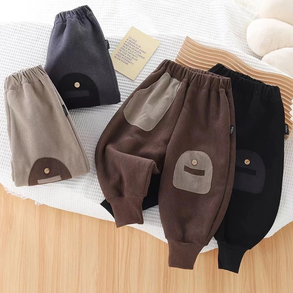 儿童加绒加厚秋冬灯芯绒休闲裤男女外穿宝宝冬季女童男童小童保暖