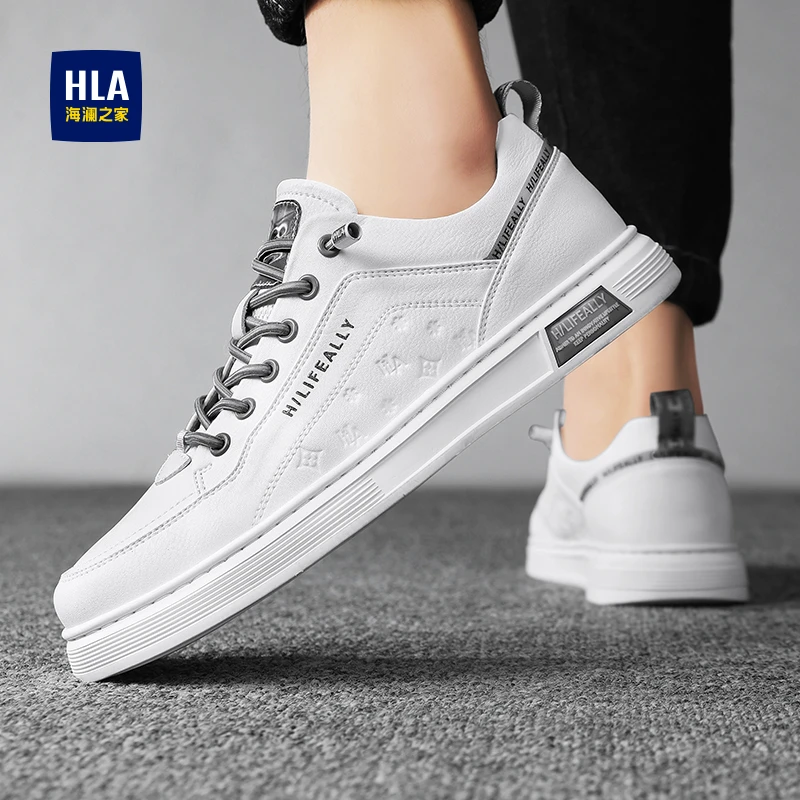HLA/海澜之家2025秋冬新款小白鞋男士板鞋套脚低帮一脚蹬透气男鞋