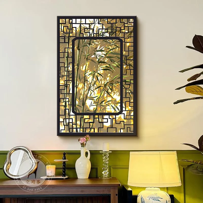 宋代美学侘寂风客厅装饰画法式复古竹子挂画小众艺术餐厅斗柜壁画