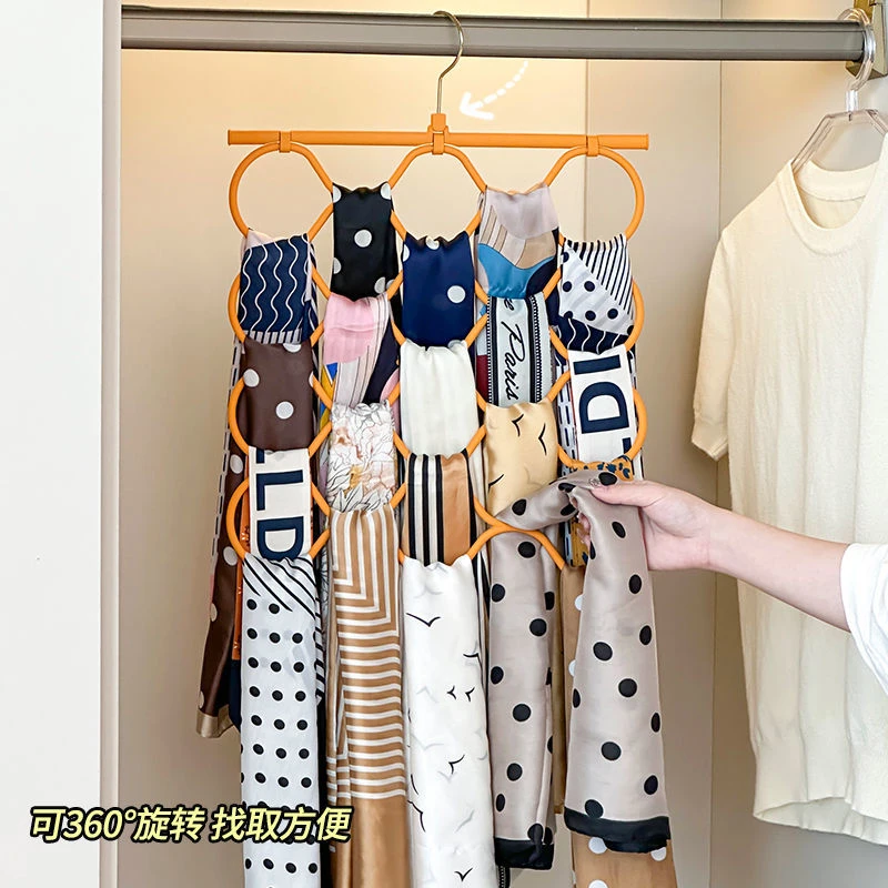 高档丝巾纱巾收纳神器挂领带围巾架子展示架多功能无痕防滑衣架子