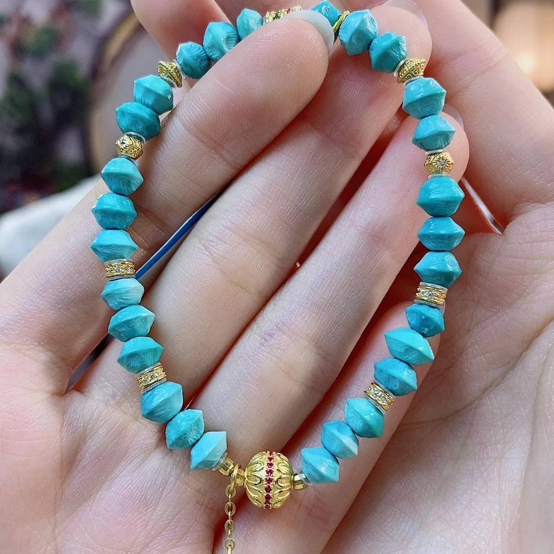 银S925镀金镶嵌绿松石珠宝奇石