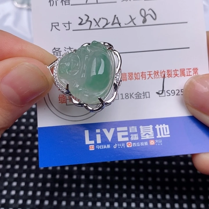 翡翠银S925镶嵌颈饰挂件