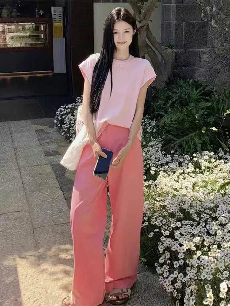 短袖印花短款圆领纯色宽松型T恤