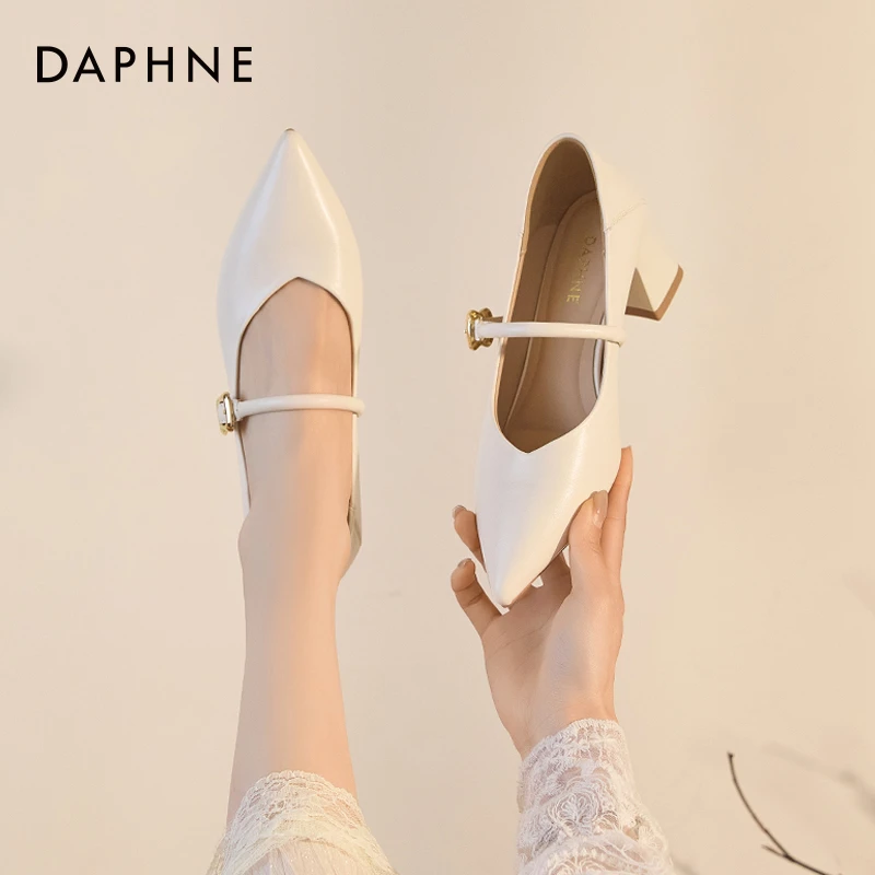 达芙妮气质高跟鞋2025新款秋季粗跟法式玛丽珍鞋浅口配裙子单鞋女