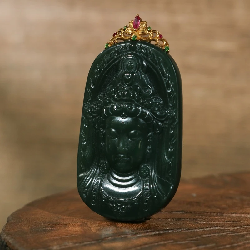 凰一品   18K和田玉塔青吊坠