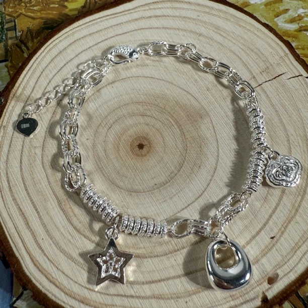 足银手链 【北斗银作】｜足银999许愿星福袋盘缠O字手链