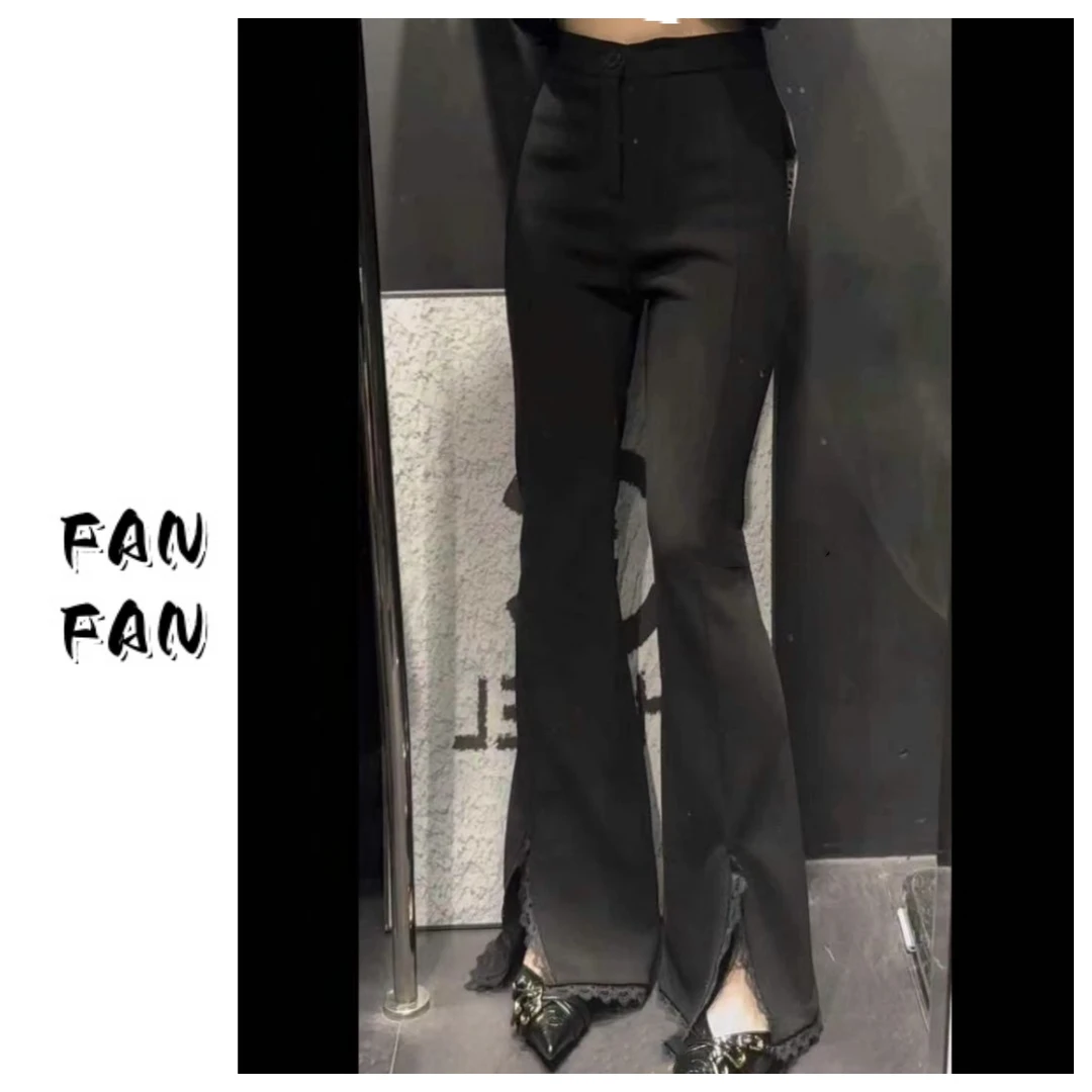 FANFAN {蕾丝马蹄裤}垂感高腰弧形休闲裤