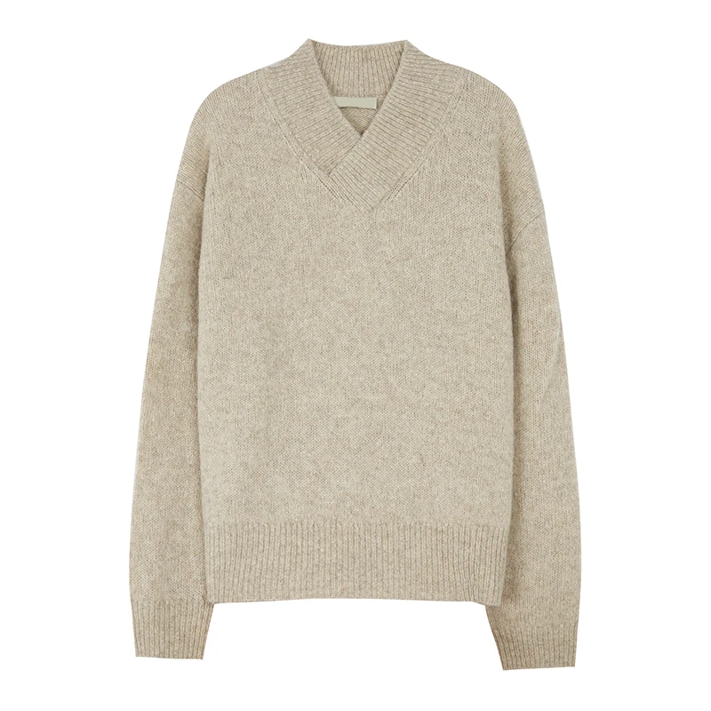 交叠领牦牛绒毛衣PM9186