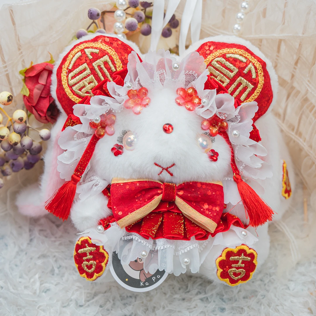 饰阿梁2671 红色新年兔子包头饰小女孩超可爱大容量礼物甜美儿童
